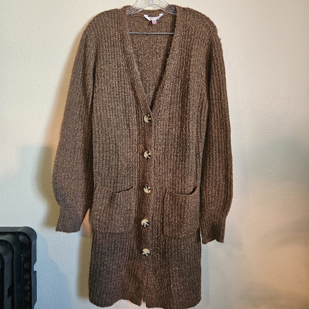 NOBO Balloon Sleeve Duster Cardigan Sweater Mocha Knit size XL *V-2455 - Picture 5 of 9